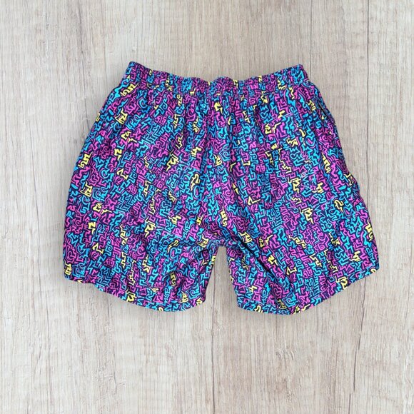 Tipsy Elves 80s Neon Geometric Swim Trunks Shorts Mens XXL Retro Drawstring - Picture 4 of 4